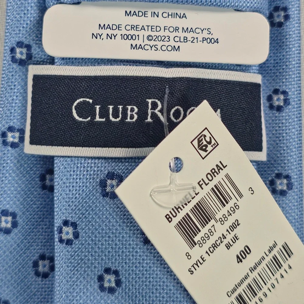 Club Room Mens Tie One Size Blue Burnell Floral Quiet Luxury Necktie